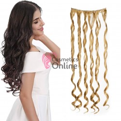 Extensie de par cu 3 Clips On delux simpla ondulata de 51 cm, Blond Inchis 39641